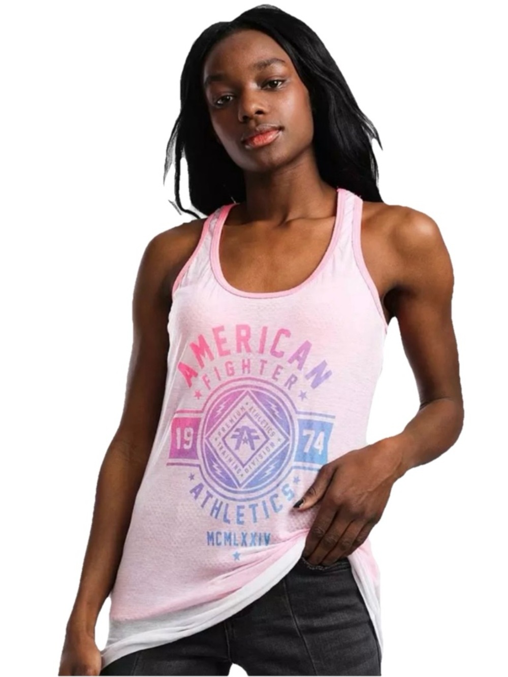 American Fighter Chestnut Hill Tank Top Pink Racerback Red Mesh Size Small